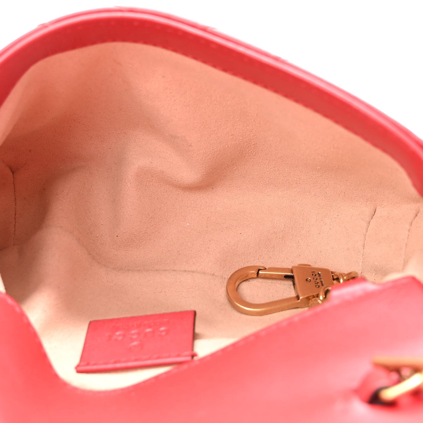 Calfskin Matelasse Super Mini GG Marmont Shoulder Bag Hibiscus Red