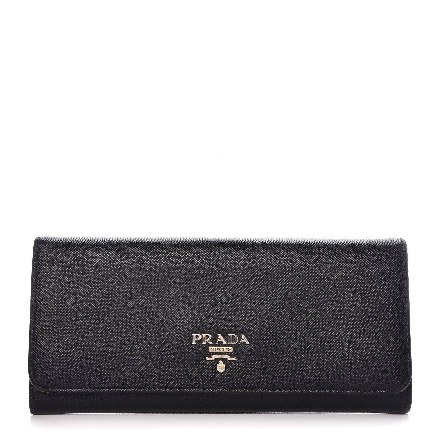 Prada Saffiano Continental Flap Wallet Black 1 of 11
