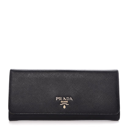 Prada Saffiano Continental Flap Wallet Black 1 of 11