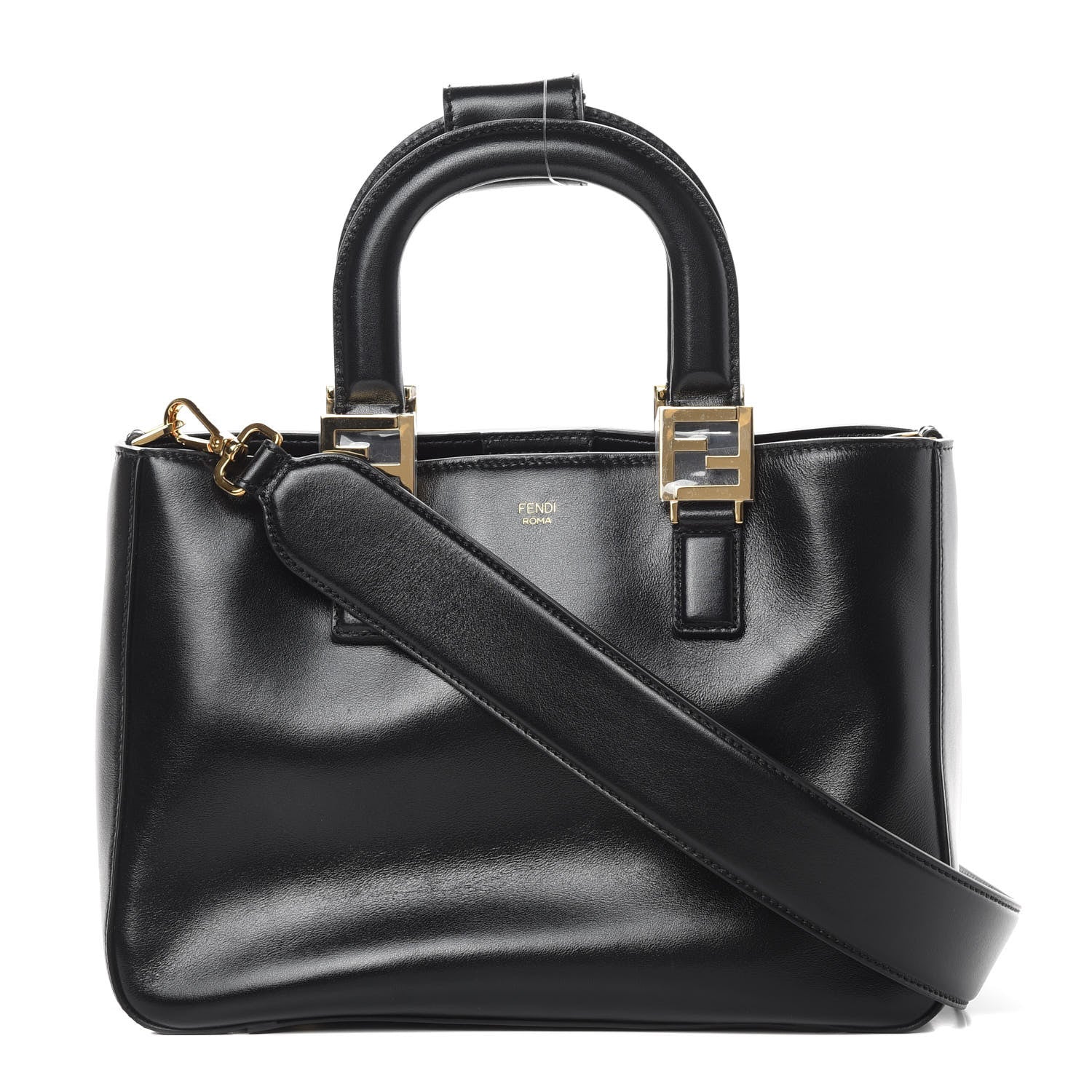 Fendi Vitello Glacier Small FF Tote Black 1 of 10