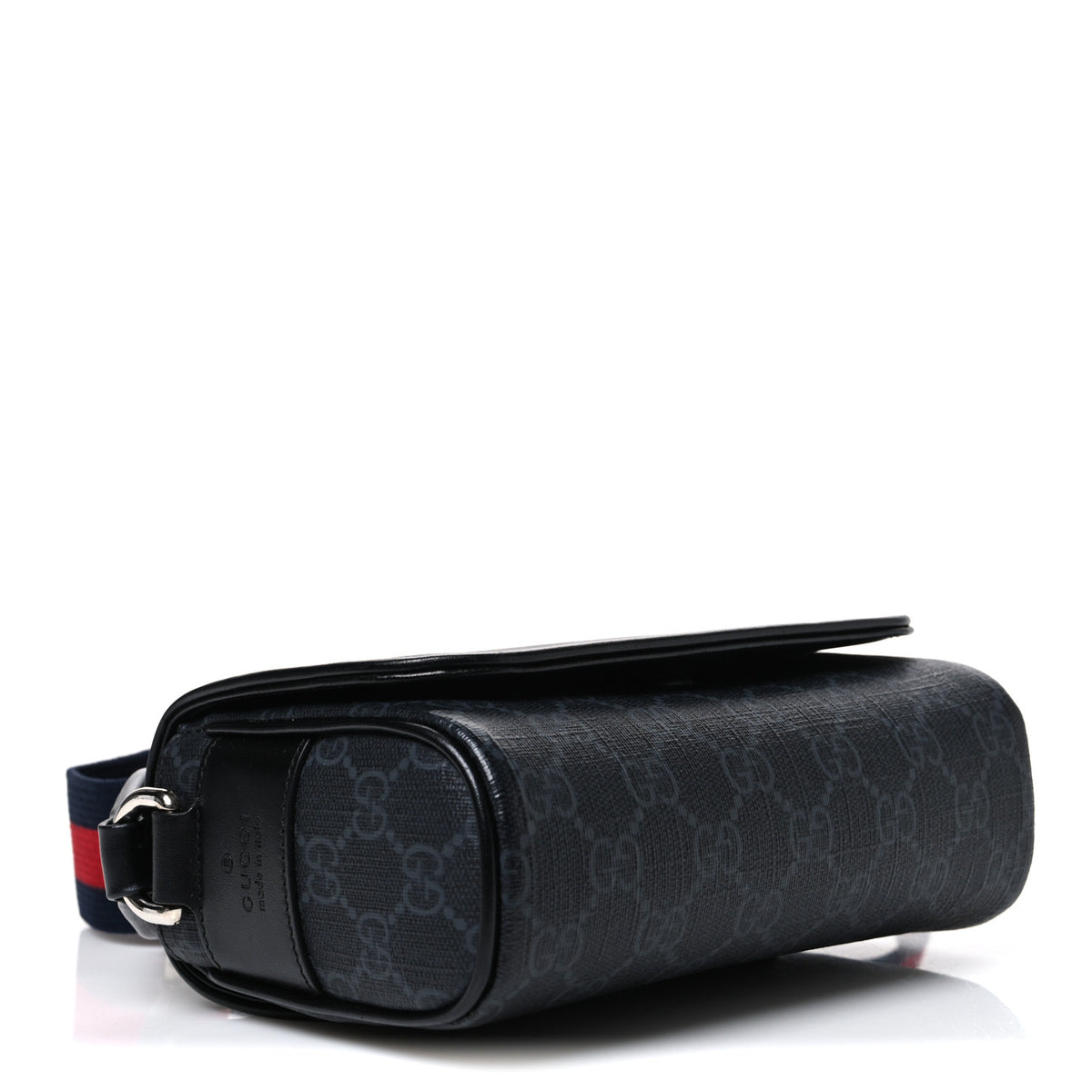 Gucci GG Supreme Monogram Web Mini Flap Messenger Black Grey 4 of 10