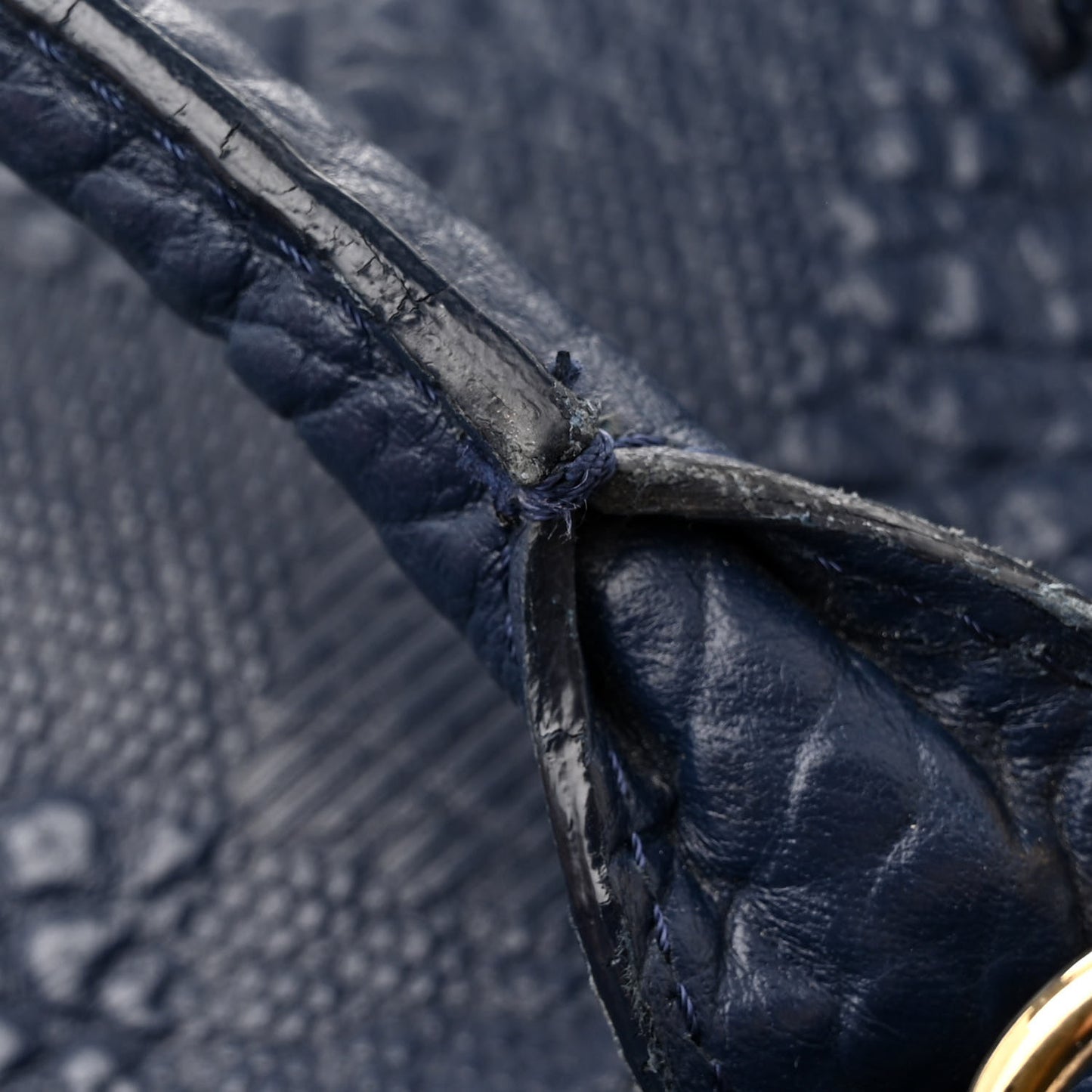 Heritage Grain Check Embossed Medium Dewsbury Tote Blue Carbon