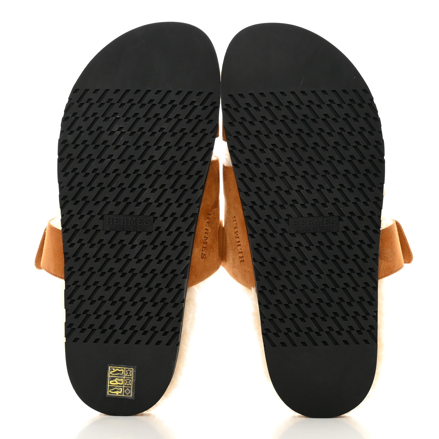 Hermes Suede Goatskin Woolskin Mens Chypre Sandals 42 Brun Fume Ecru 5 of 8