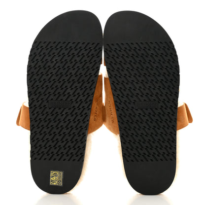 Hermes Suede Goatskin Woolskin Mens Chypre Sandals 42 Brun Fume Ecru 5 of 8