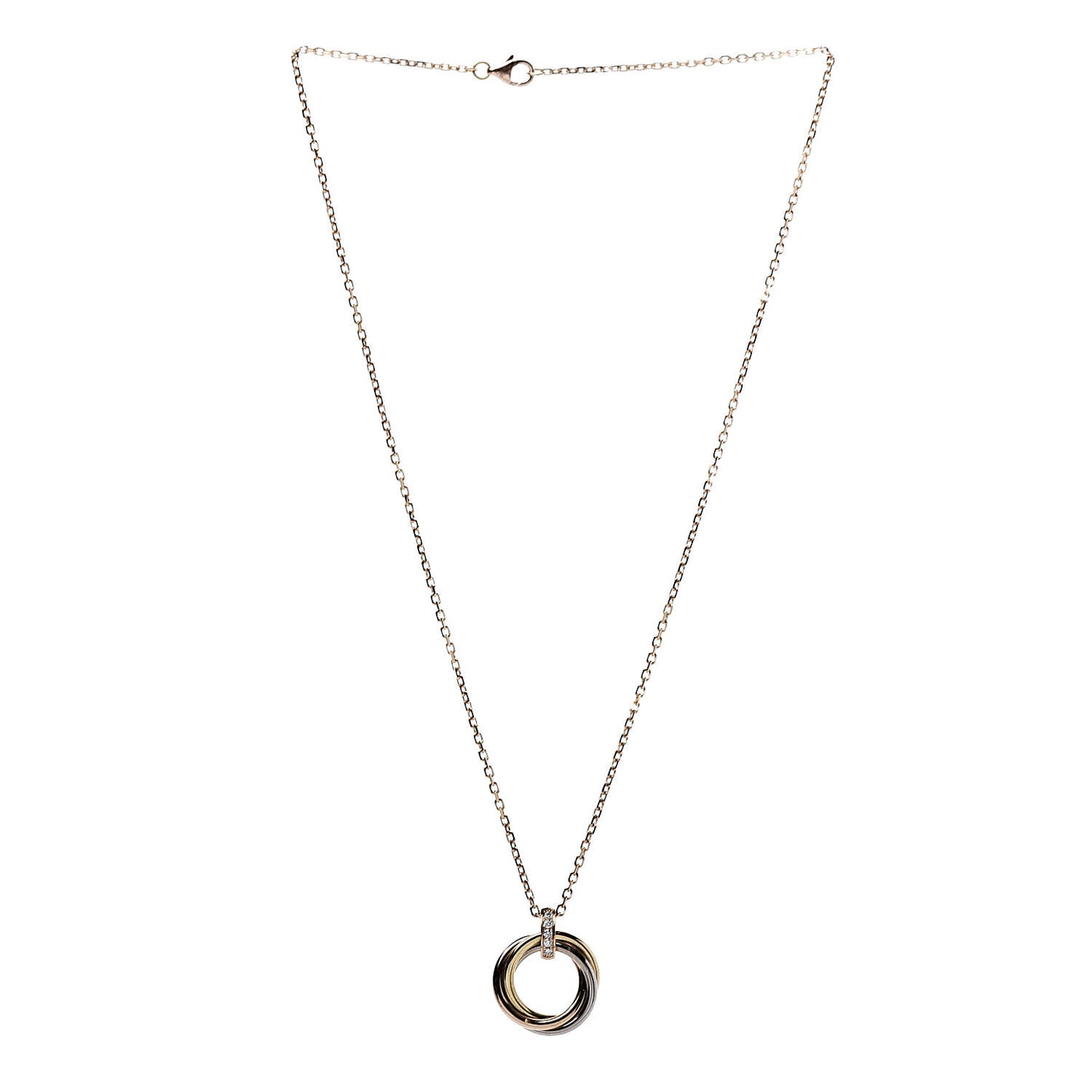 18K Pink White Yellow Gold Diamond Trinity Pendant Necklace