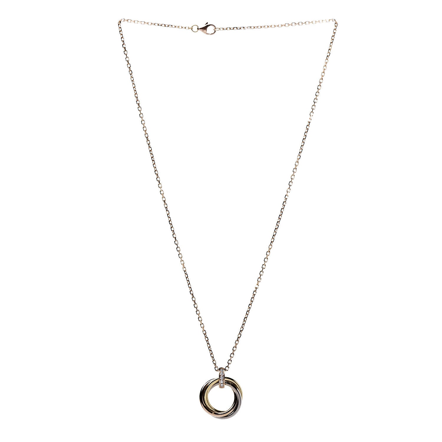 Cartier 18K Pink White Yellow Gold Diamond Trinity Pendant Necklace 3 of 7
