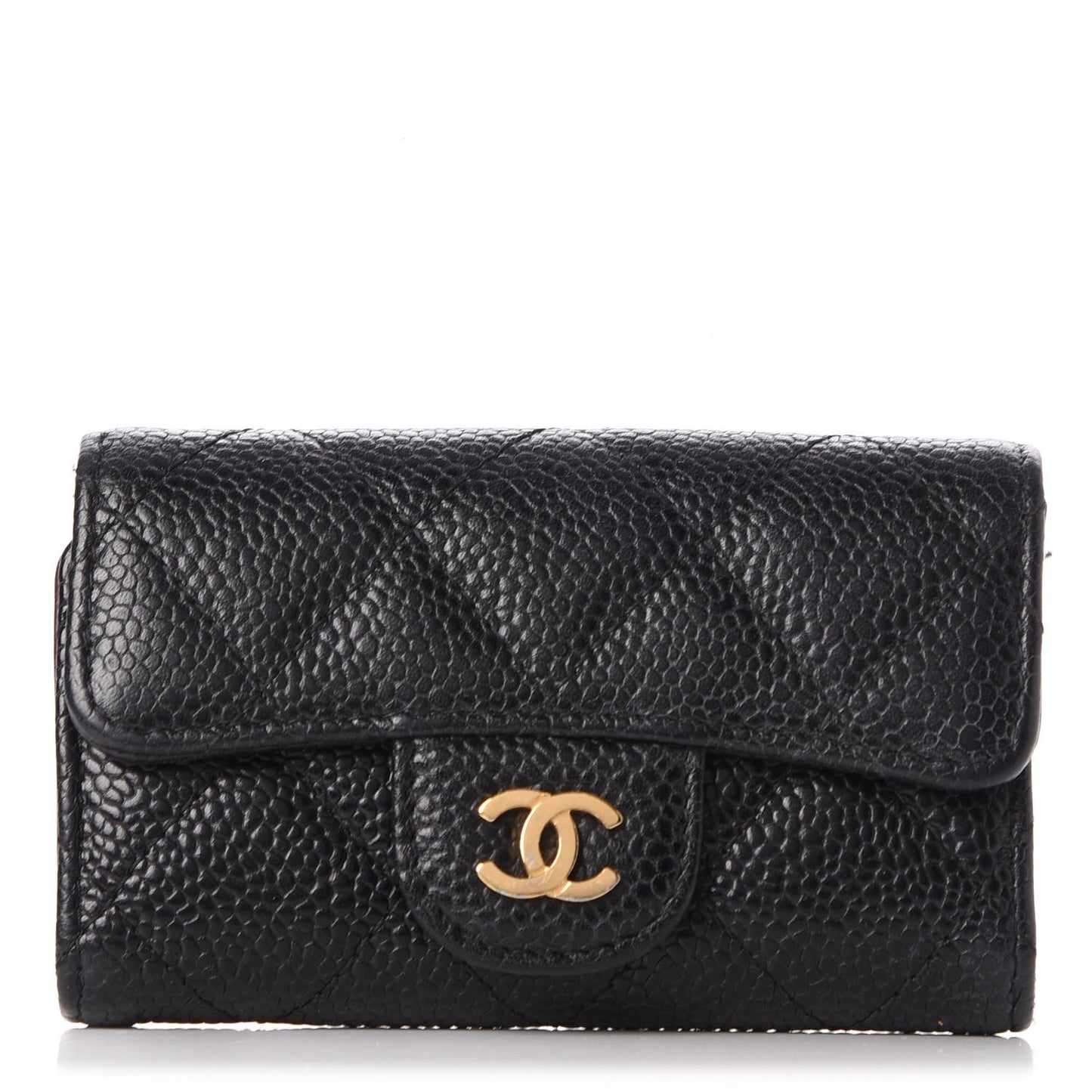 Caviar Quilted 6 Key Holder Black