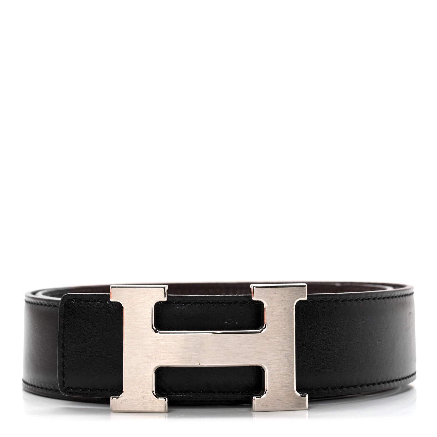 Hermes Box Togo 32mm H Belt 80 Black Chocolate 1 of 10