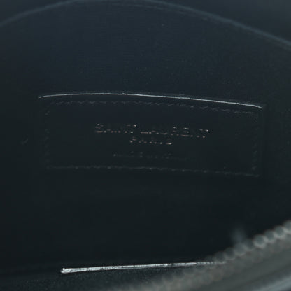 Saint Laurent Grain De Poudre Chevron Monogram Bill Pouch Black 6 of 7