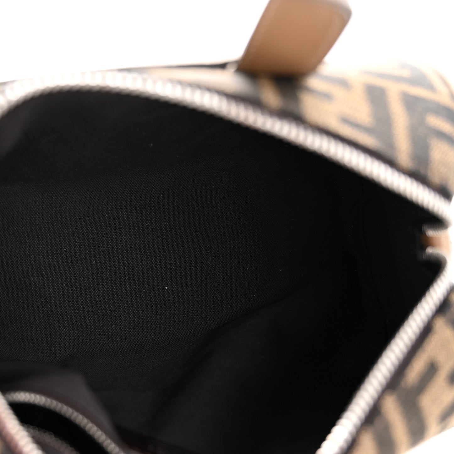 Recycled Fabric Jacquard Vitello Grace FF 1974 Mini O'Lock Bowling Bag Tobacco Moro Sand