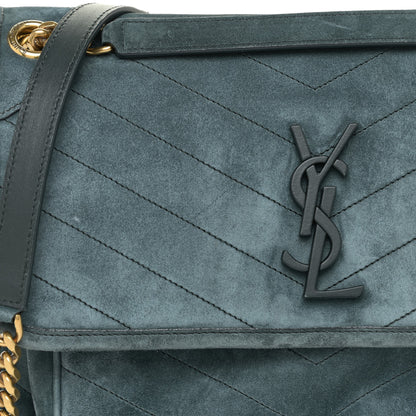 Saint Laurent Suede Monogram Medium Niki Chain Satchel Green 10 of 23