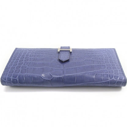 Hermes Alligator Bearn H Wallet Bleu Brighton 4 of 9