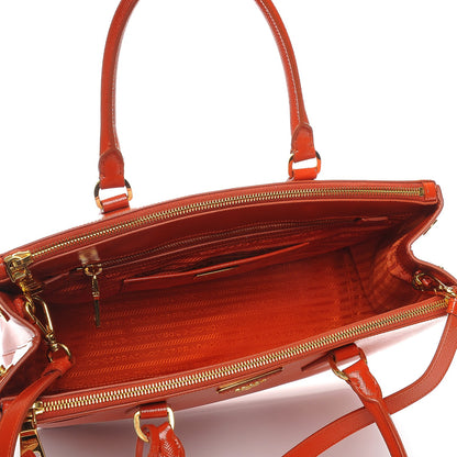 Prada Saffiano Vernice Medium Galleria Double Zip Tote Papaya 6 of 9
