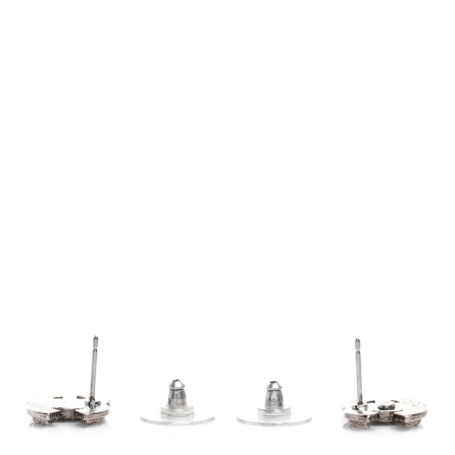 Chanel Crystal Mini Timeless CC Earrings Silver 3 of 4