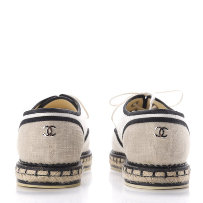 Chanel Cotton Lace Up Espadrilles 39 Light Beige 6 of 11