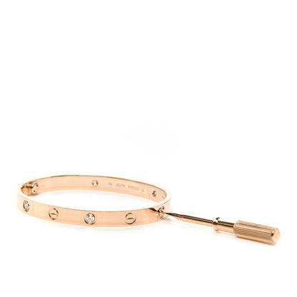 Cartier 18K Pink Gold 4 Diamond LOVE Bracelet 17 4 of 7
