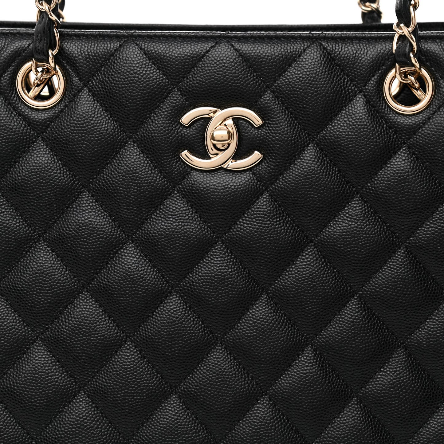 Caviar Quilted Large Shopping Tote Black