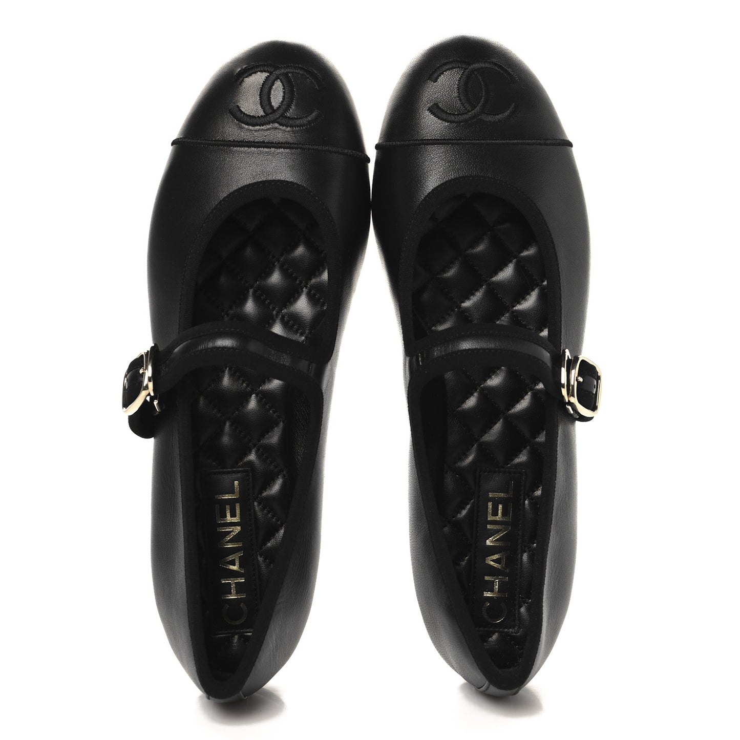 Lambskin Mary Jane Flats 38 Black