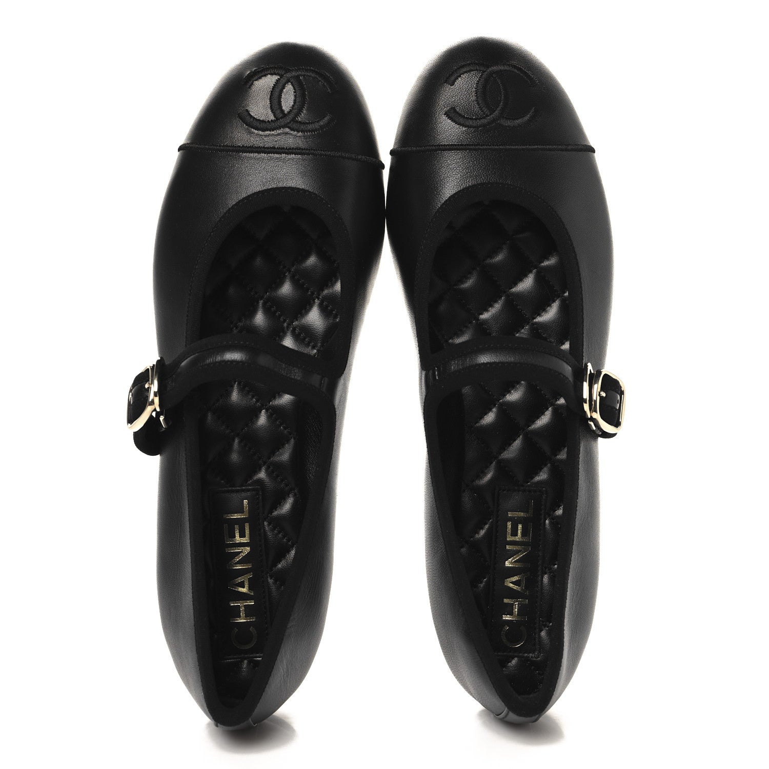 Chanel Lambskin Mary Jane Flats 38 Black 2 of 10