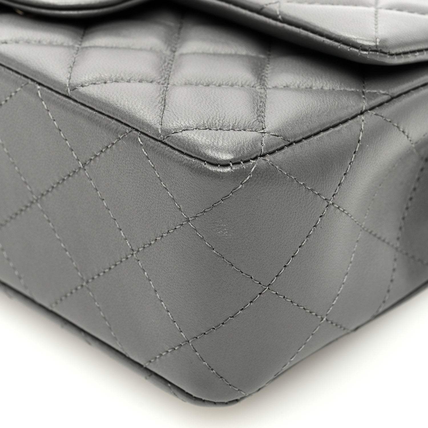 Chanel Lambskin Quilted Mini Rectangular Flap Dark Grey 10 of 11