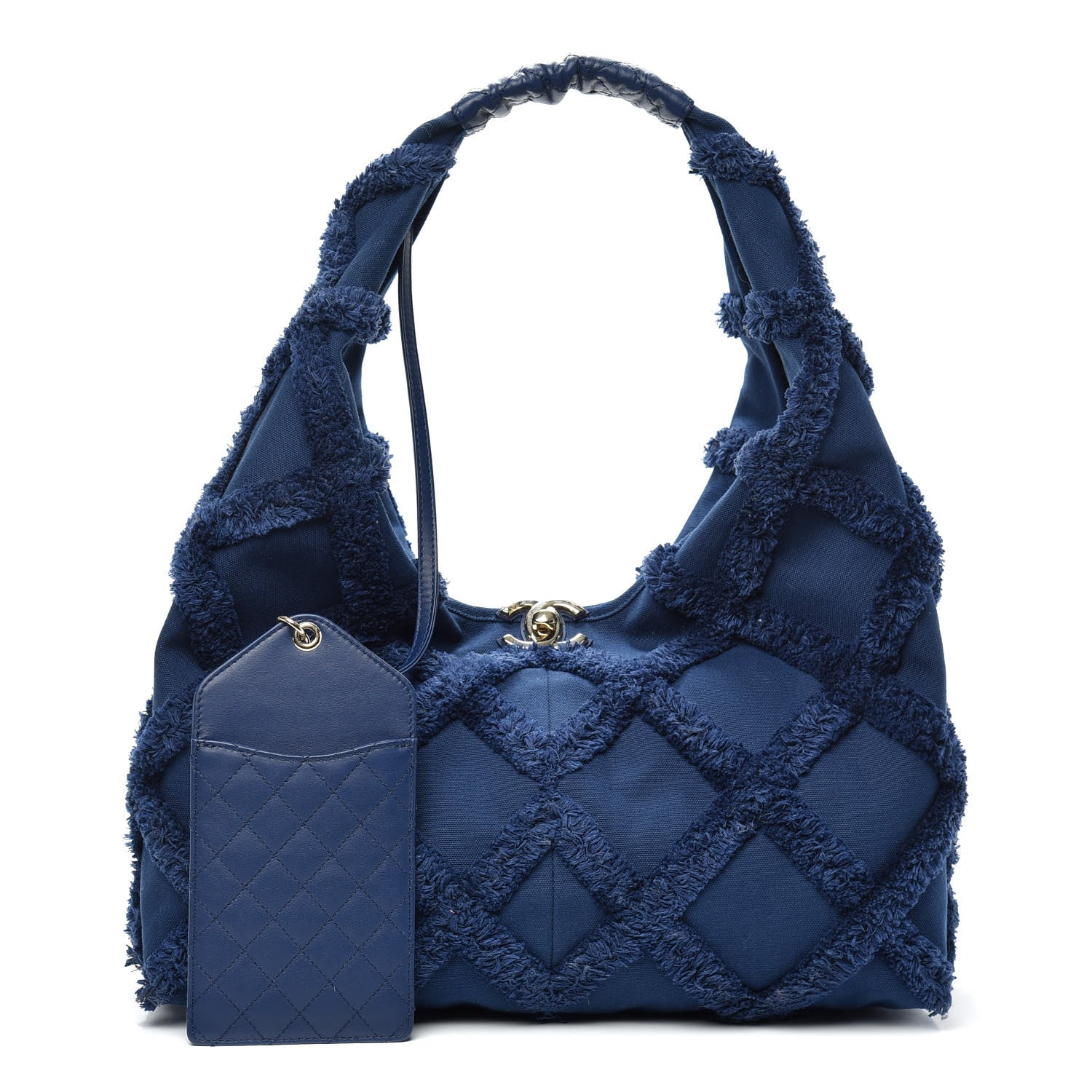 Chanel Cotton Canvas Large CC Embrace Hobo Navy 1 of 10