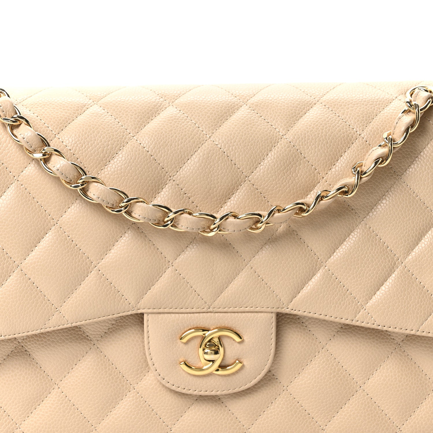 Chanel Caviar Quilted Jumbo Double Flap Beige Clair 8 of 11