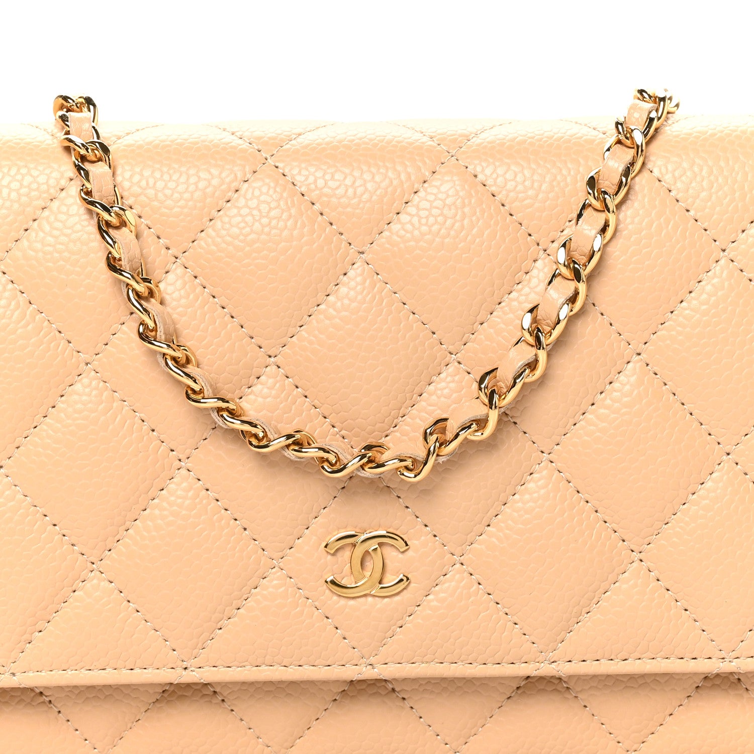 Chanel Caviar Quilted Wallet on Chain WOC Beige 8 of 10