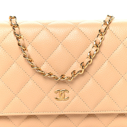 Chanel Caviar Quilted Wallet on Chain WOC Beige 8 of 10