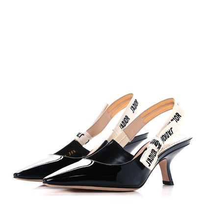 Christian Dior Patent Ribbon J'Adior Slingback 65mm Pumps 35.5 Black 3 of 10