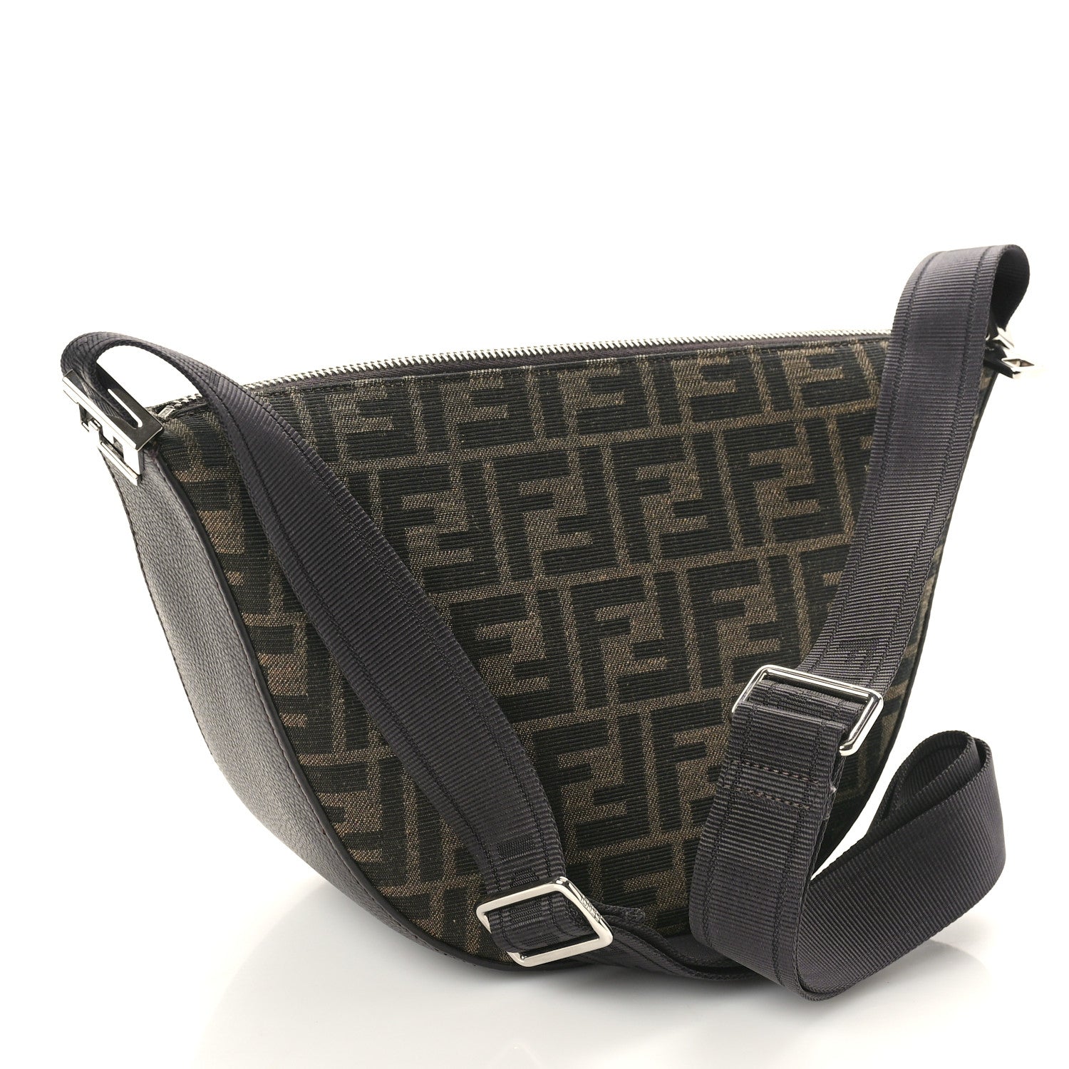 Fendi Fabric Jacquard FF Melon Bag Tobacco Black 3 of 11
