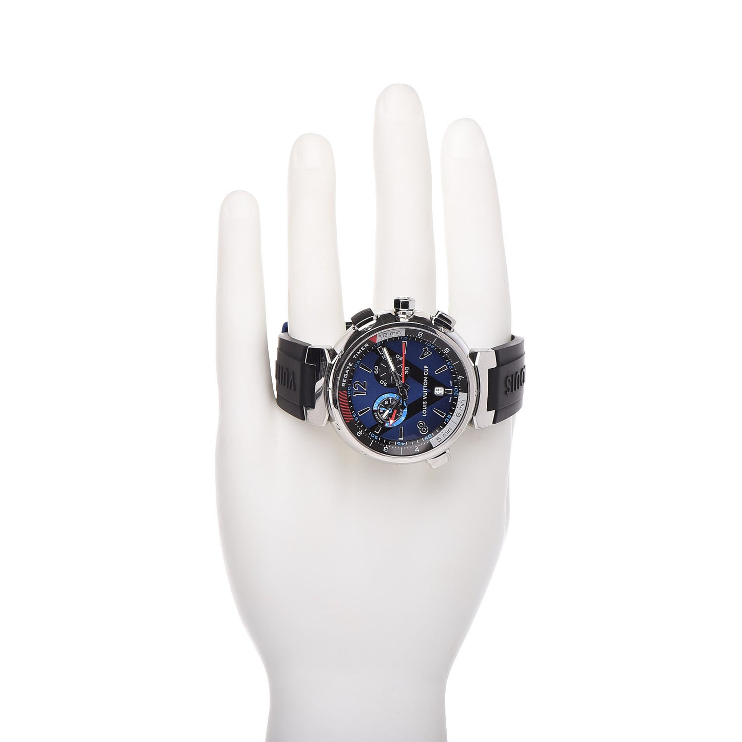 Stainless Steel Rubber 44mm Tambour Regatta Quartz Watch Blue