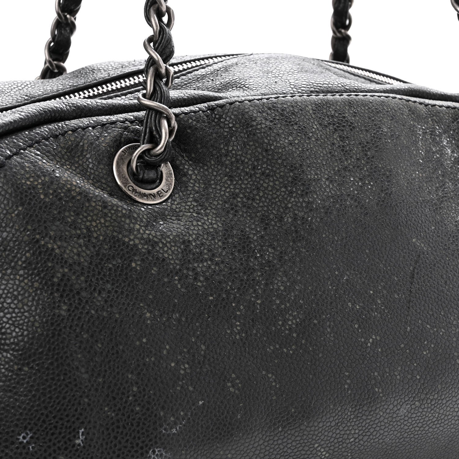 Chanel Glazed Caviar Coco Rider Bowling Bag Black 11 of 12