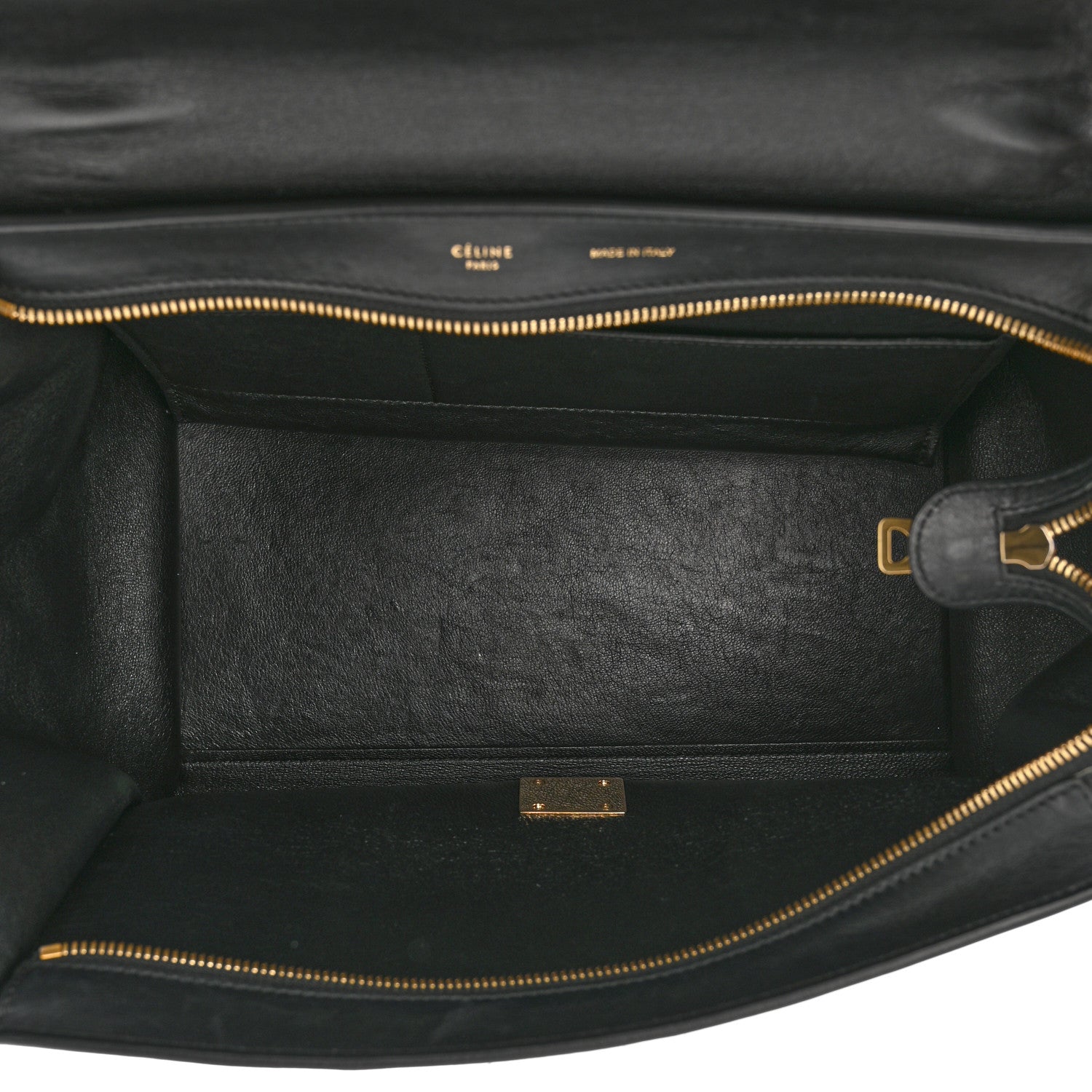 Celine Crocodile Embossed Calfskin Suede Medium Trapeze Black 5 of 15