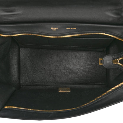 Celine Crocodile Embossed Calfskin Suede Medium Trapeze Black 5 of 15