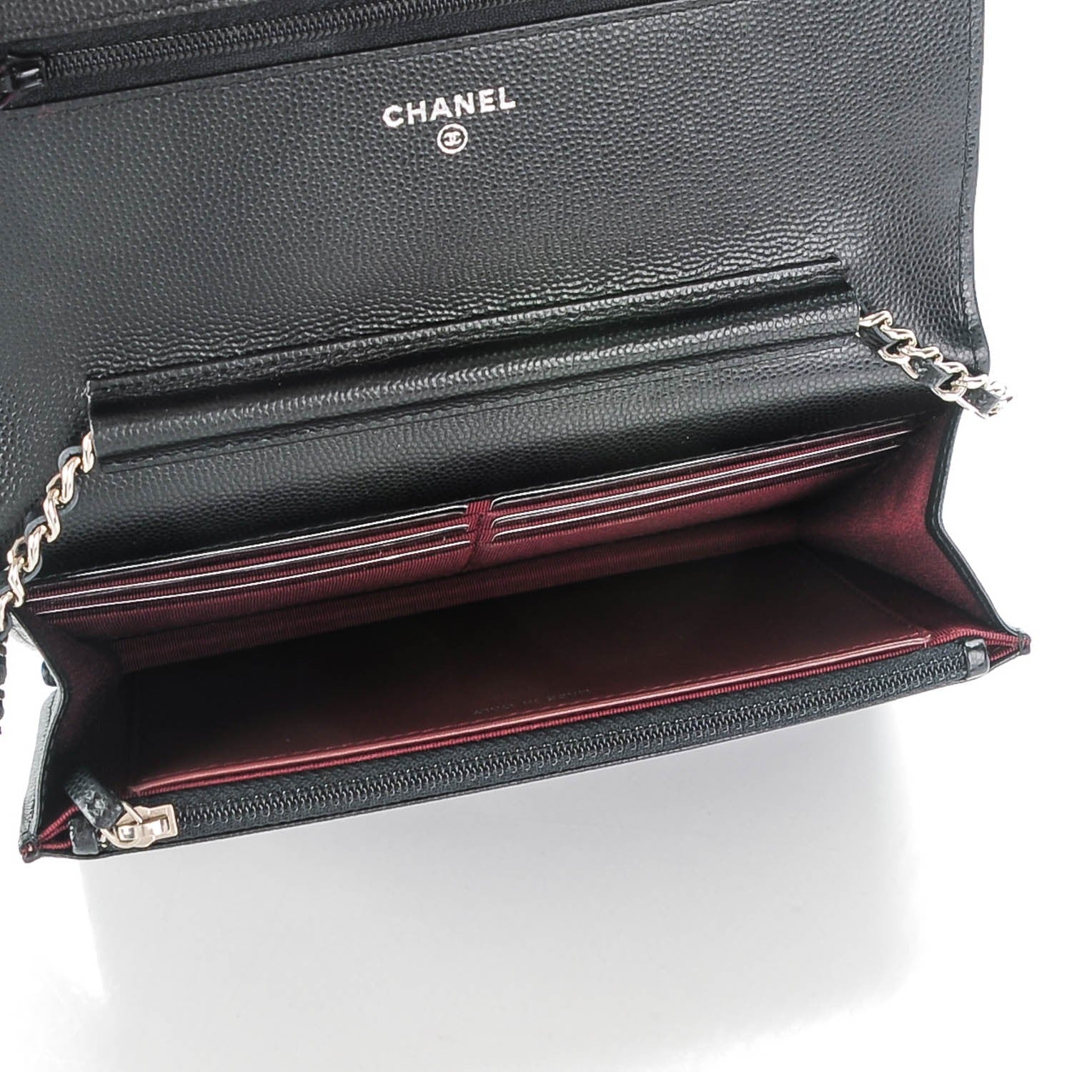 Chanel Caviar Chevron Wallet On Chain WOC Black 5 of 8