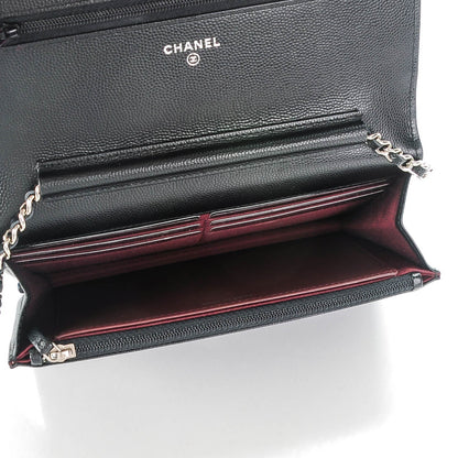 Chanel Caviar Chevron Wallet On Chain WOC Black 5 of 8