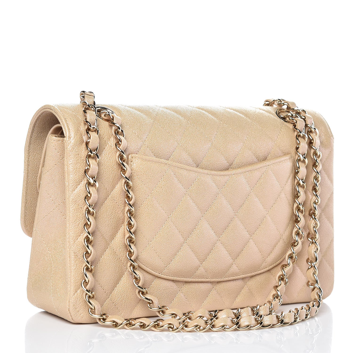 Chanel Iridescent Caviar Quilted Medium Double Flap Beige 3 of 9
