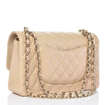 Chanel Iridescent Caviar Quilted Medium Double Flap Beige 3 of 9