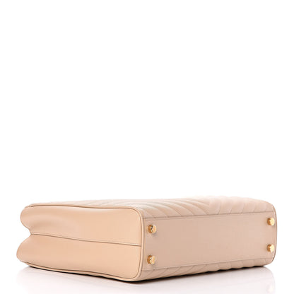 Saint Laurent Grain De Poudre Matelasse Chevron Monogram Shopping Bag Nude Powder 4 of 15