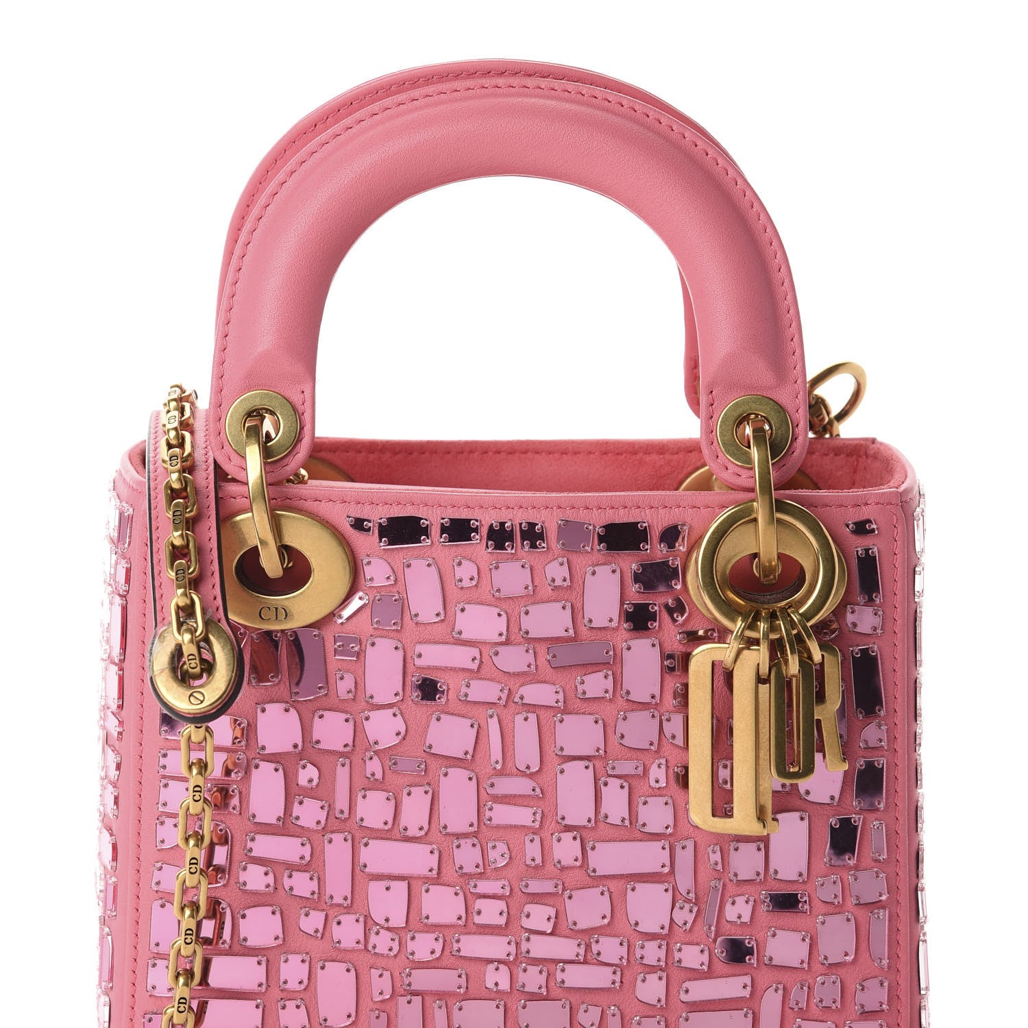 Christian Dior Smooth Calfskin Embroidered Mini Mosaic of Mirrors Lady Dior Pink 11 of 11