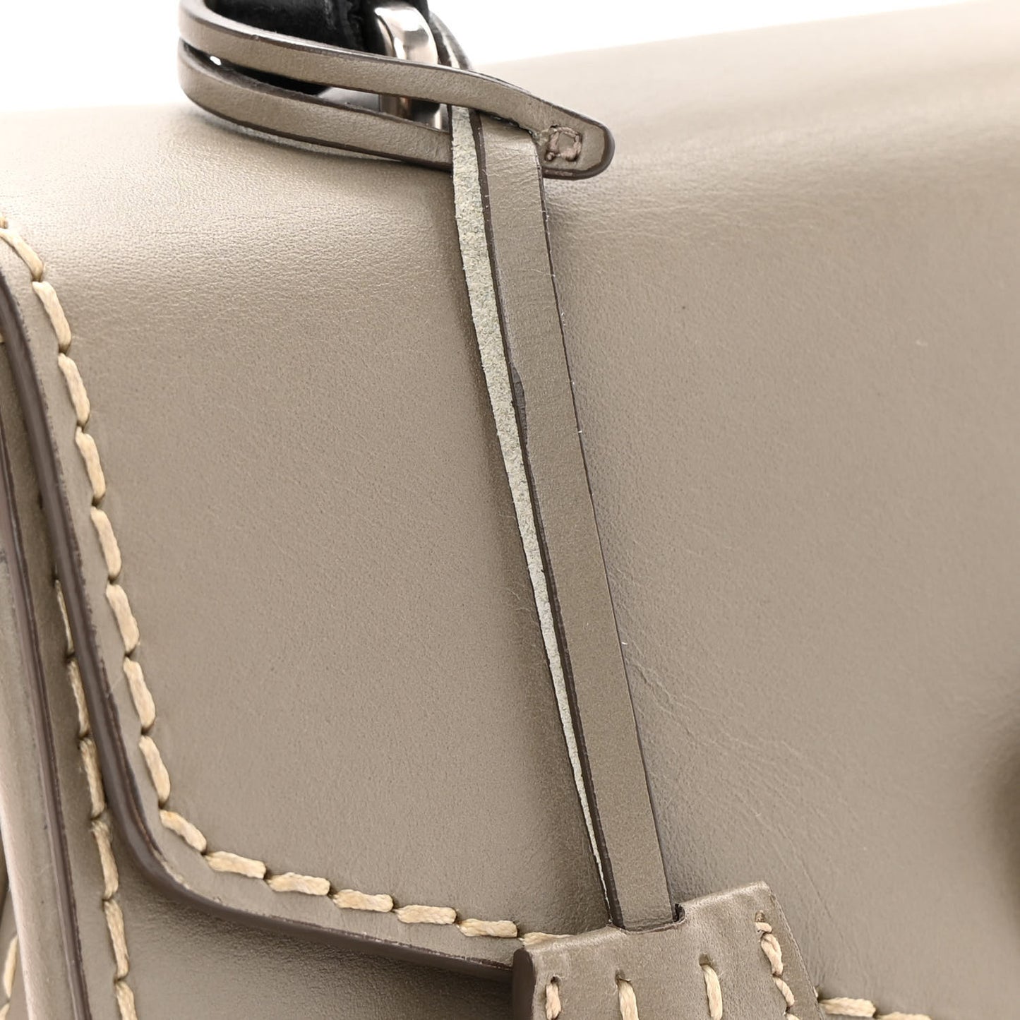 Vitello Tri-Color Medium Sound Top Handle Satchel Grigio Black
