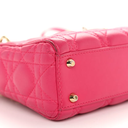Christian Dior Lambskin Cannage Mini Lady Dior Fuchsia 9 of 12