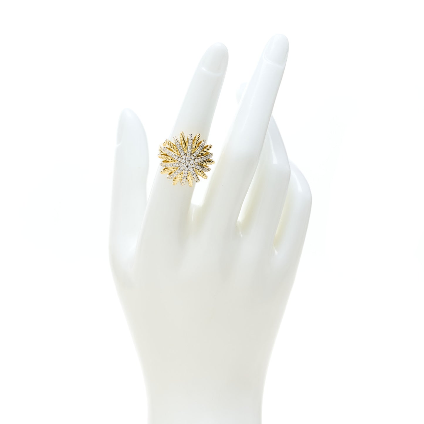 18K Yellow Gold Diamond 22mm Starburst Ring 51 5.75