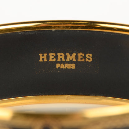 Hermes Enamel Printed Wide Grand Apparat Bracelet 62 Black 3 of 4