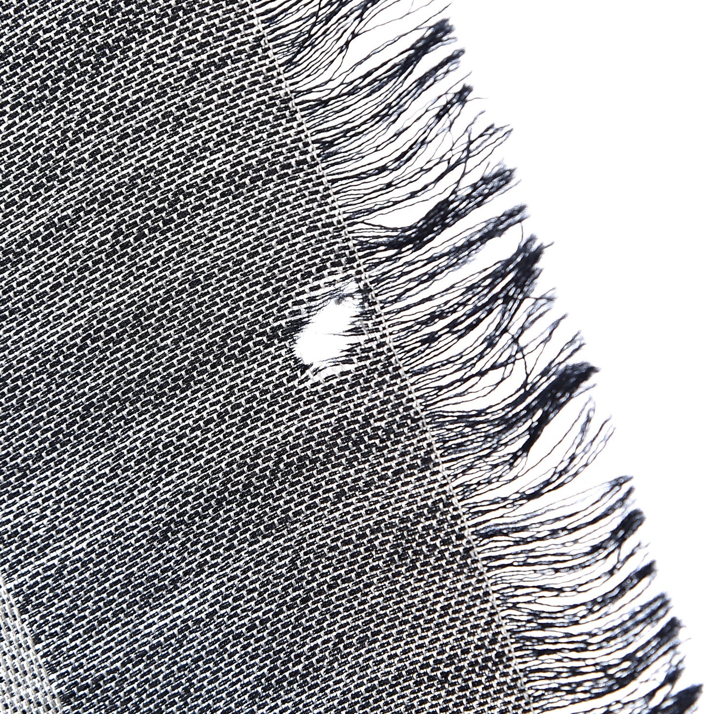 Wool Silk Monogram Denim Shawl Black