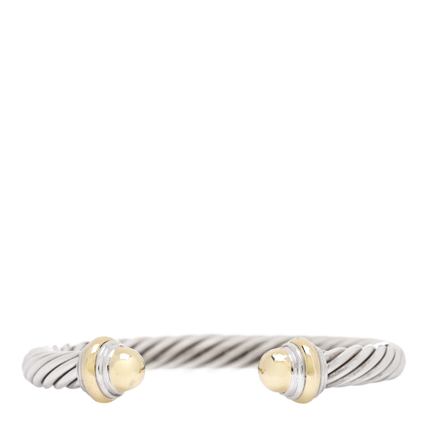 Sterling Silver 14K Yellow Gold 7mm Cable Classics Dome Bracelet