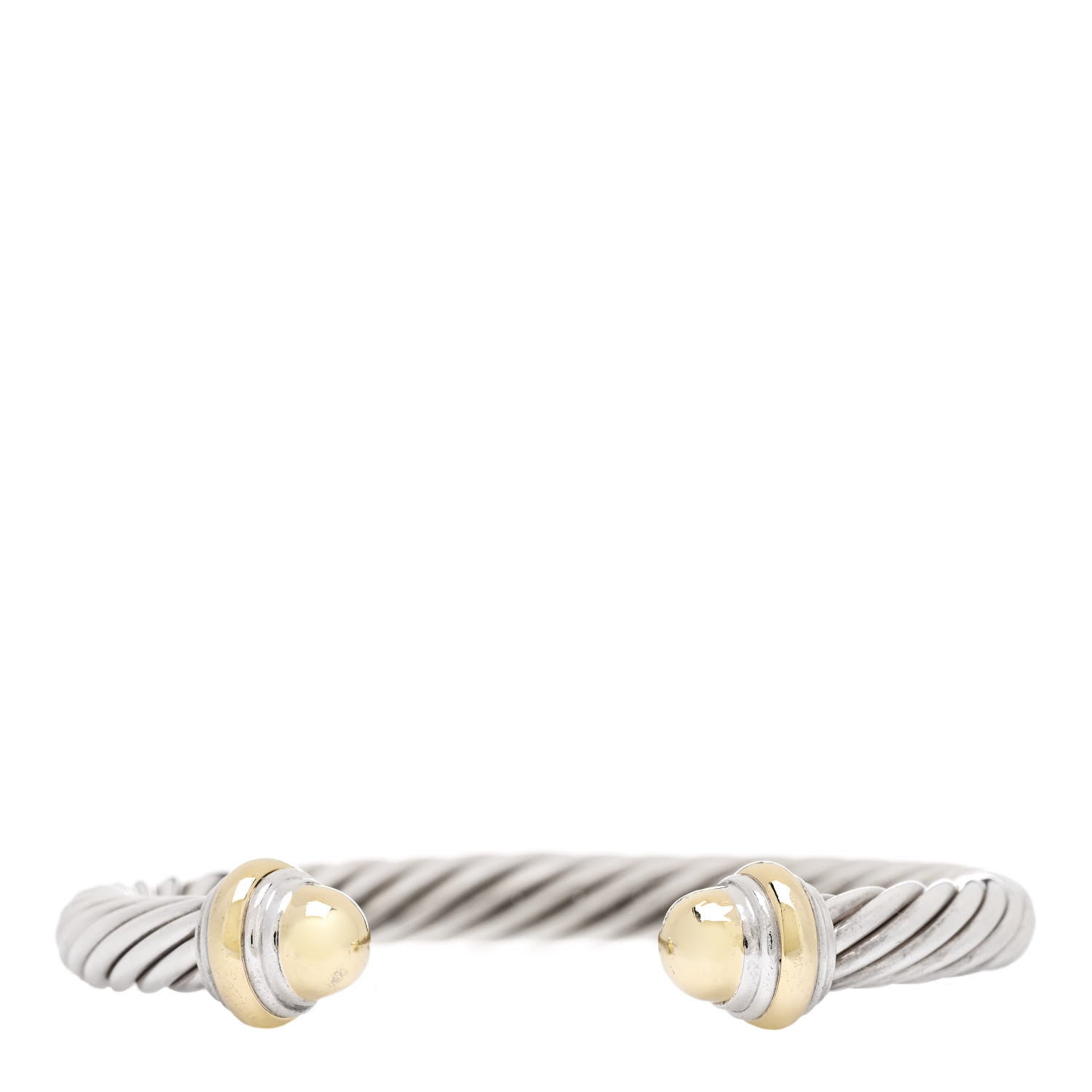 David Yurman Sterling Silver 14K Yellow Gold 7mm Cable Classics Dome Bracelet 1 of 3