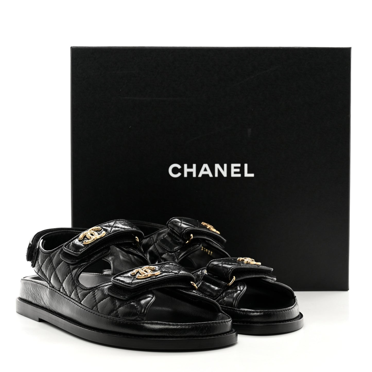 Lambskin Velcro Dad Sandals 38.5 Black
