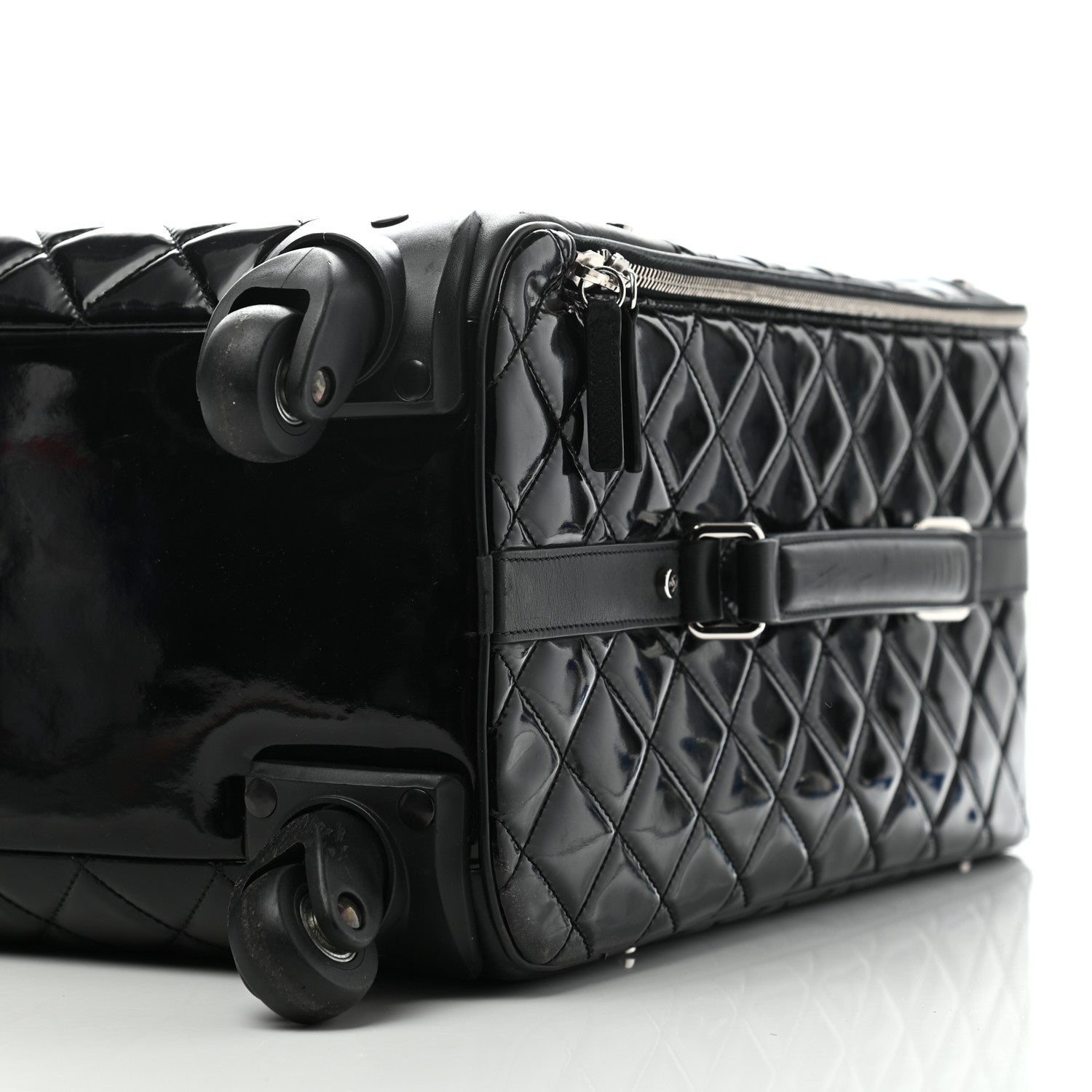Chanel Vinyl Calfskin Quilted Trolley Rolling Luggage Black 8 of 10