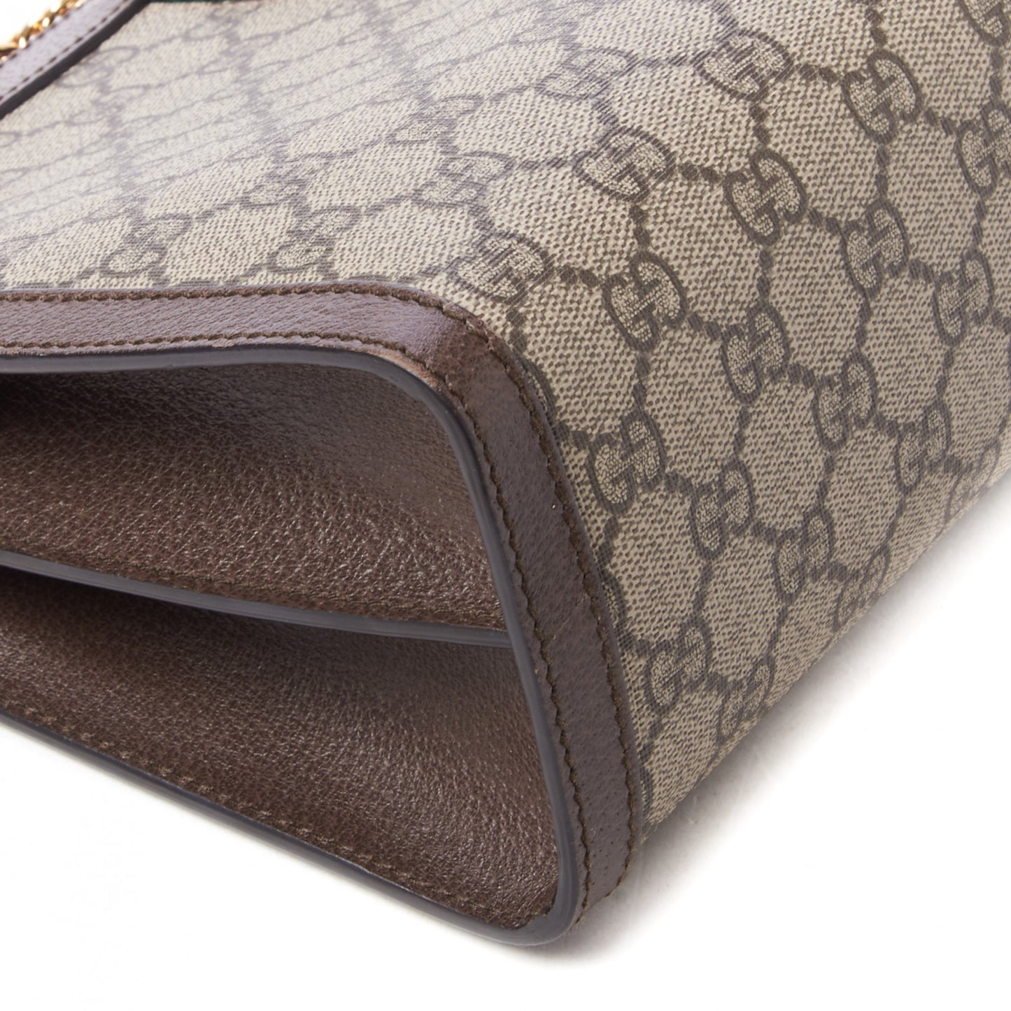 GG Supreme Monogram Web Medium Ophidia Chain Shoulder Bag Brown
